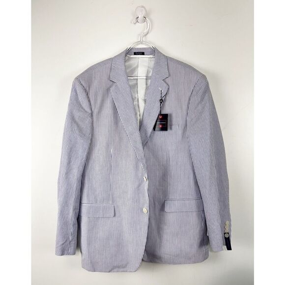 Saddlebred Blazer Mens 44R Sport Coat  Seersucker Jacket Blazer Nautical New - Picture 1 of 5